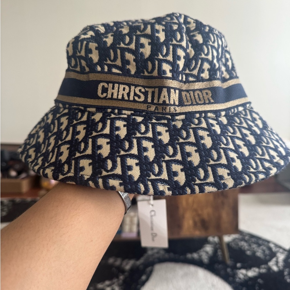 Christian Dior Navy and Beige Bucket Hat